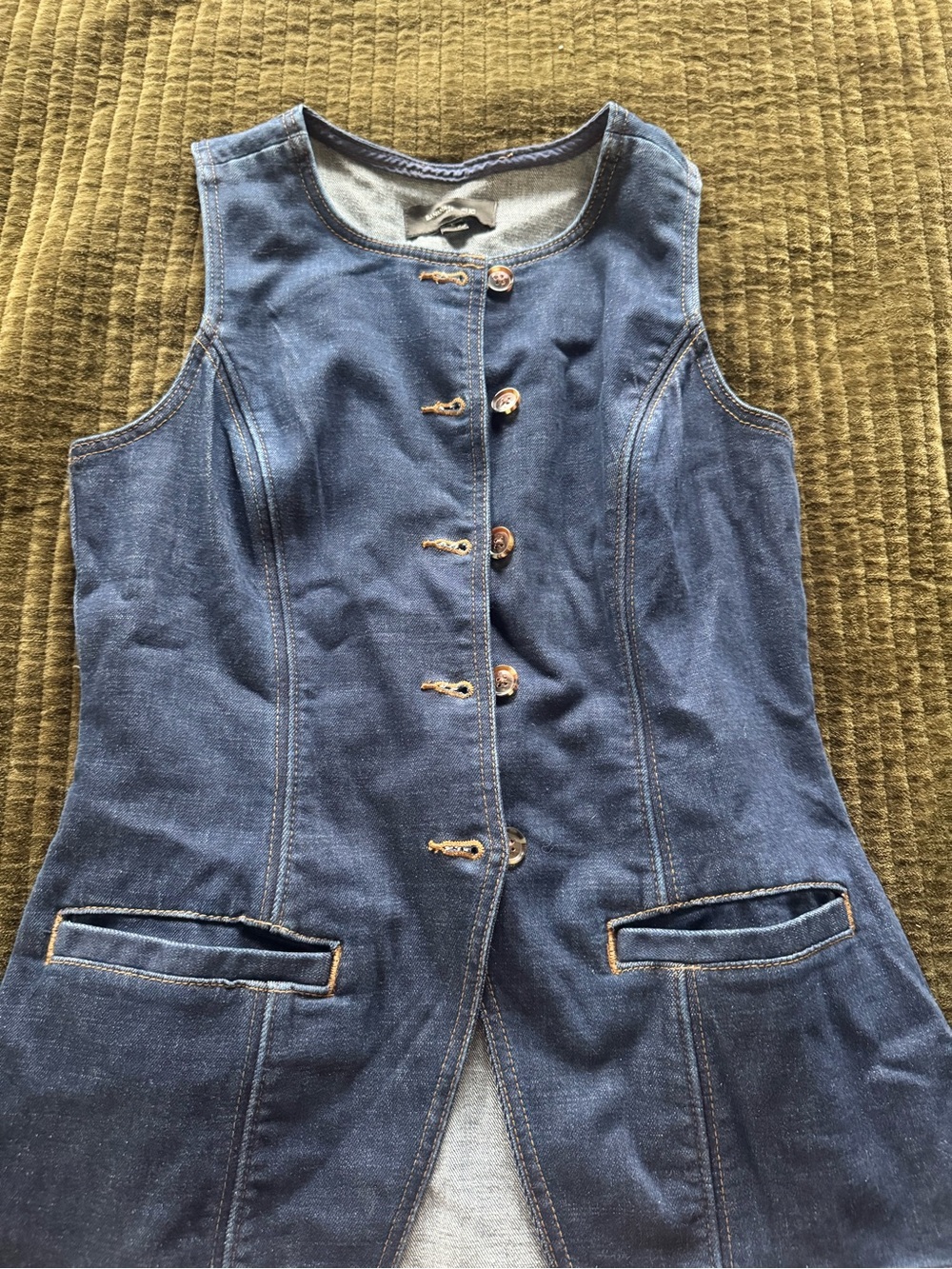 Banana Republic Dark Blue Denim Vest - Sleeveless Button Front